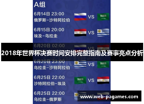 2018年世界杯决赛时间安排完整指南及赛事亮点分析 2018年世界杯决赛时间安排完整指南及赛事亮点分析