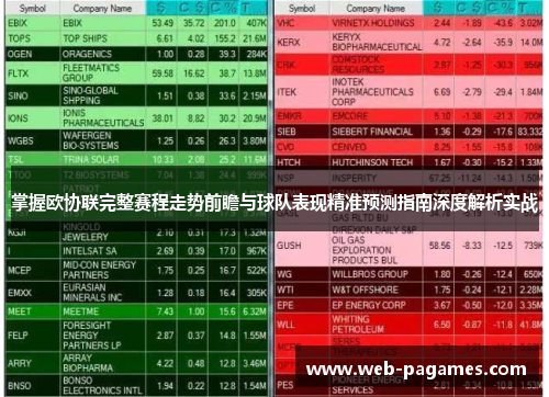 掌握欧协联完整赛程走势前瞻与球队表现精准预测指南深度解析实战 掌握欧协联完整赛程走势前瞻与球队表现精准预测指南深度解析实战