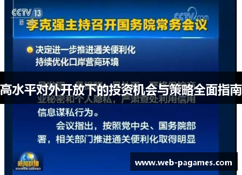 高水平对外开放下的投资机会与策略全面指南 高水平对外开放下的投资机会与策略全面指南
